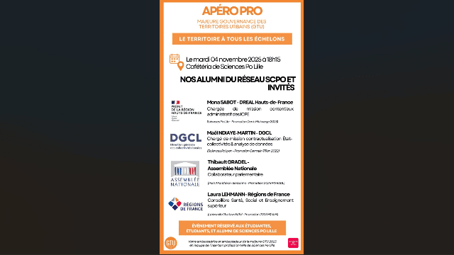 Apéro pro - Majeure Gouvernance des Territoires Urbains (GTU) - Le territoire à tous les échelons