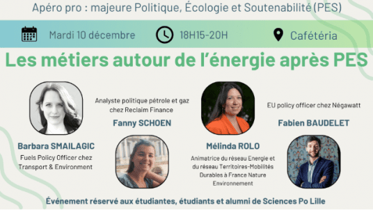 [Apéro pro] Les métiers autour de l'énergie après PES - Politique, Écologie et Soutenabilité