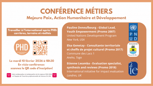 Conférence métiers - Travailler à l’international après la majeure Paix, action Humanitaire et Développement - PHD : carrières, terrains et réalités