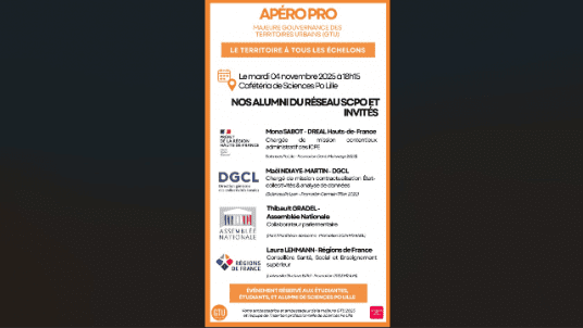 Apéro pro - Majeure Gouvernance des Territoires Urbains (GTU) - Le territoire à tous les échelons