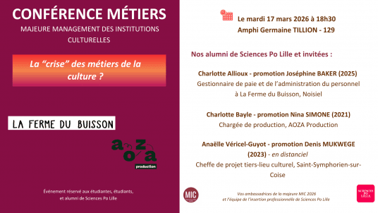 Conférence métiers - majeure Management des Institutions Culturelles (MIC)