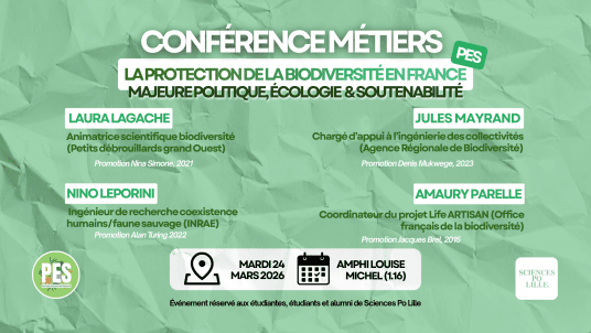 Conférence métiers - La protection de la biodiversité en France - Majeure Politique, Écologie et Soutenabilité (PES)