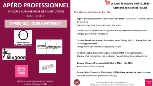Apéro pro - Majeure Mangement des Institutions Culturelles (MIC)